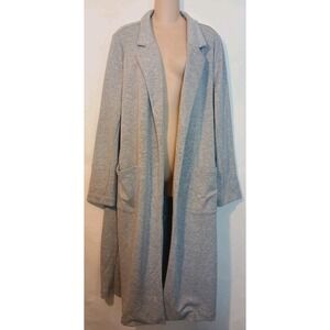 Dex Womens Plus Long  Cardigan Blazer Gray Knit Size 1X LARGE POCKETS  D141